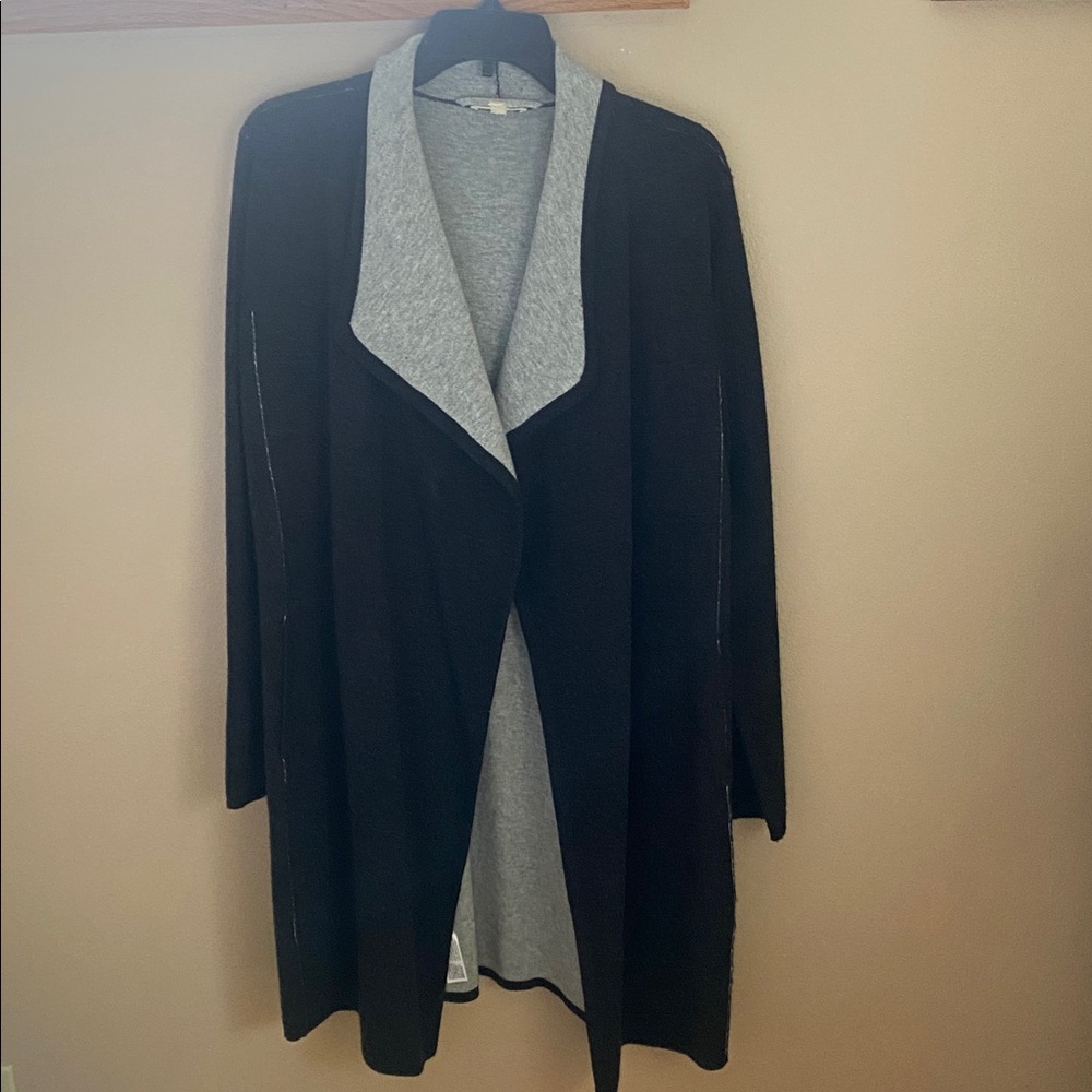 Eileen Fisher black long  cardigan